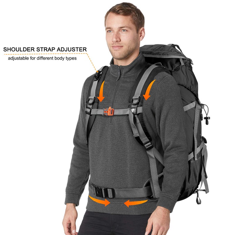 Loowoko 50L Hiking Backpack, Waterproof Camping Essentials Bag with Rain Cover, 45+5 Liter Lightweight Backpacking Back Pack - Image 4